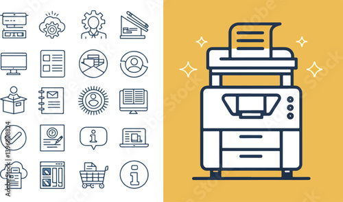 Photocopier Illustration vector design, Photocopier logo and icon design, Photocopier vector design