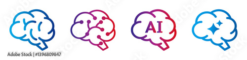 AI・人工知能を表す脳アイコ2