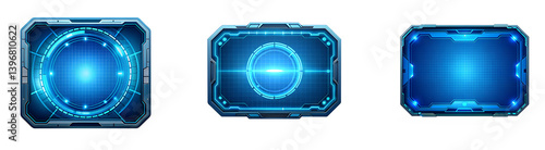 Futuristic Blue Technology Interfaces User Interface Design Elements transparent background Generative AI