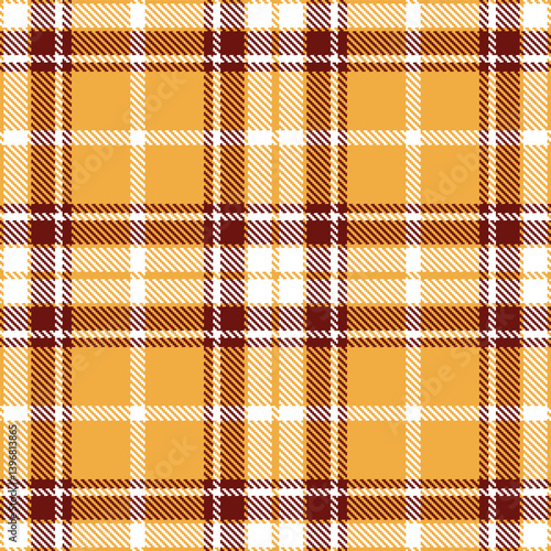 Elegant Seamless Tartan featuring Dark butterscotch and Neon white Textile Design