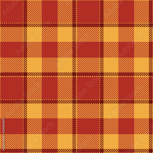 Plaid pattern seamless. Iridescent butterscotch & Deep rusty red Tartan Textile Design. 