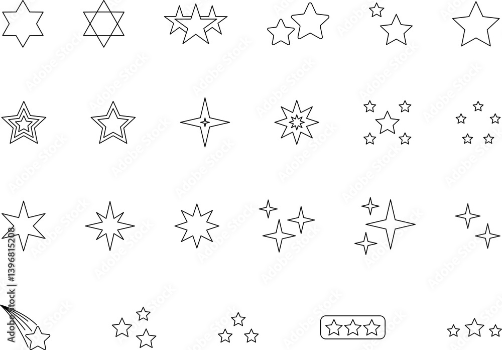 Minimalist silhouette stars icon set, twinkle shining star shape symbols, icons, elements. Modern geometric sparkle black silhouettes sign Minimalist silhouette stars icon set, twinkle shining star shape symbols, icons, elements. Modern geometric sparkle black silhouettes sign