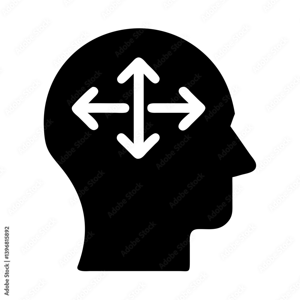 Human Head with Bidirectional Arrows Icon Design Human Head with Bidirectional Arrows Icon Design
