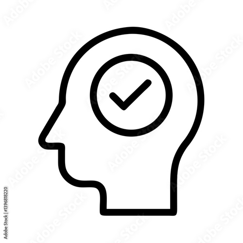 Human Head with Check Symbol Icon Design