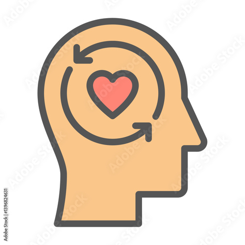 Mental Wellness filled outline icon. mental health color line illustration.