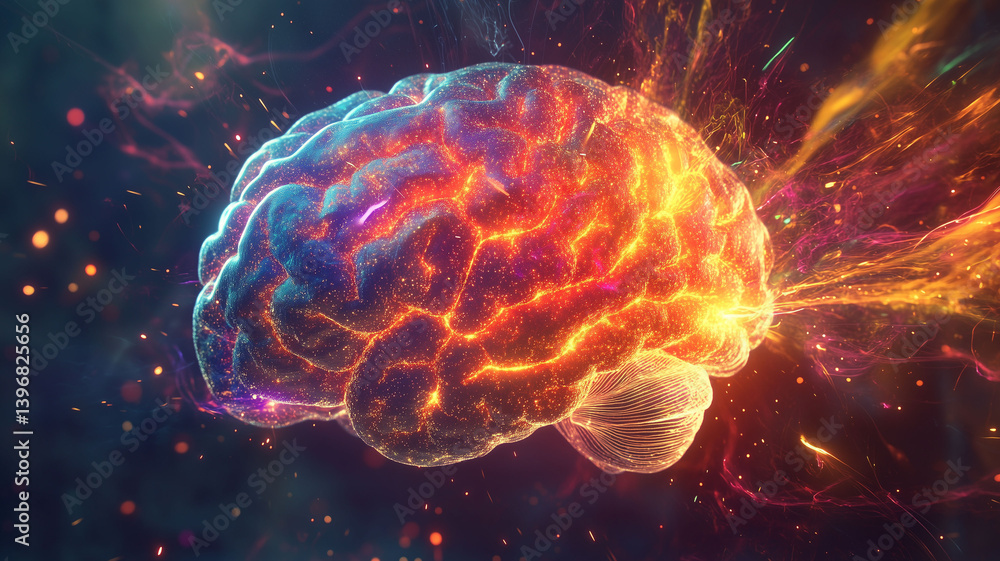 A Close-up of a Brain Exploding with Vibrant Colors Symbolizing Knowledge and Creativity in Ultra-realistic Style (4) A Close-up of a Brain Exploding with Vibrant Colors Symbolizing Knowledge and Creativity in Ultra-realistic Style (4)