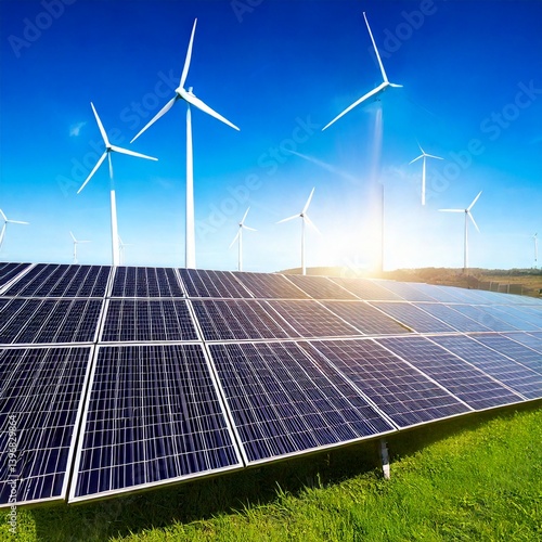 conceptual image of renewable energy, with wind 