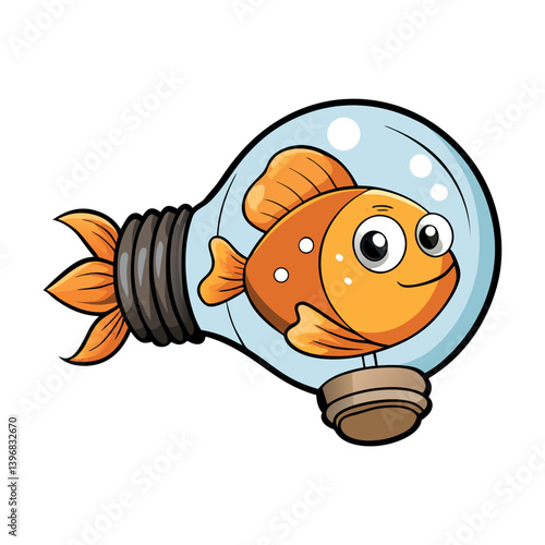 Gold-fish-in-a-light-bulb-in-white-background 