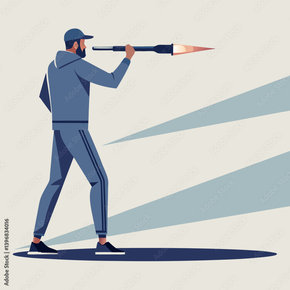 Obraz premium Illustration-shows-a-man-is-standing-tall-on-a-white background.