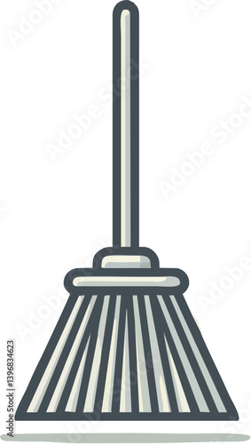 Clean Sweep: A simple yet effective depiction of a broom, a symbol of tidiness and order, ready to restore cleanliness with a touch of subtle visual charm.