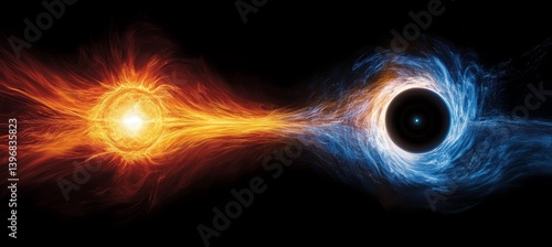 Obraz na płótnie Black hole absorb the sun energy. Time space dilation. Science galaxy astronomy. Generative AI technology.
w salonie