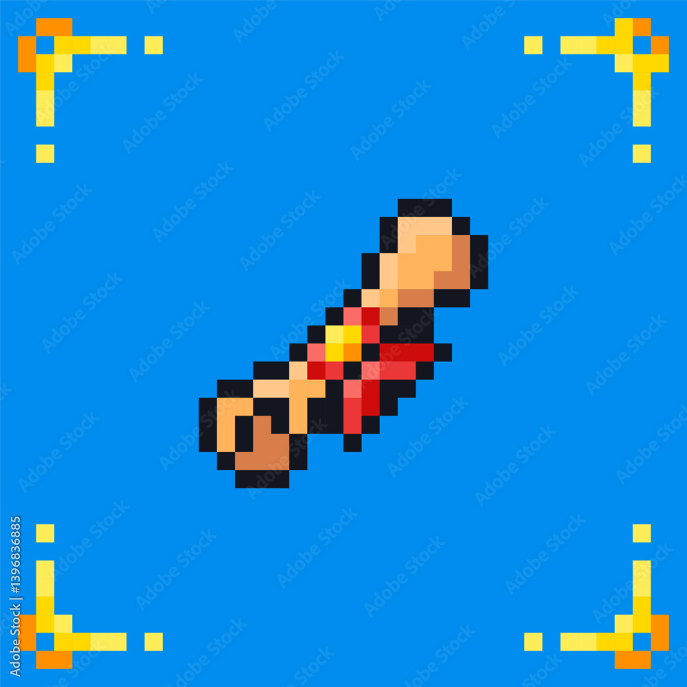 Obraz premium Pixel art icon scroll for rpg retro game