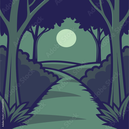 Path-in-the-forest--trees-and-bushes-on-the-left 