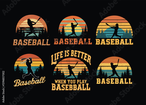 Baseball template t-shirt vintage illustration