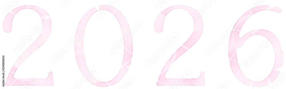 桜イメージのピンク文字、2026 桜イメージのピンク文字、2026
