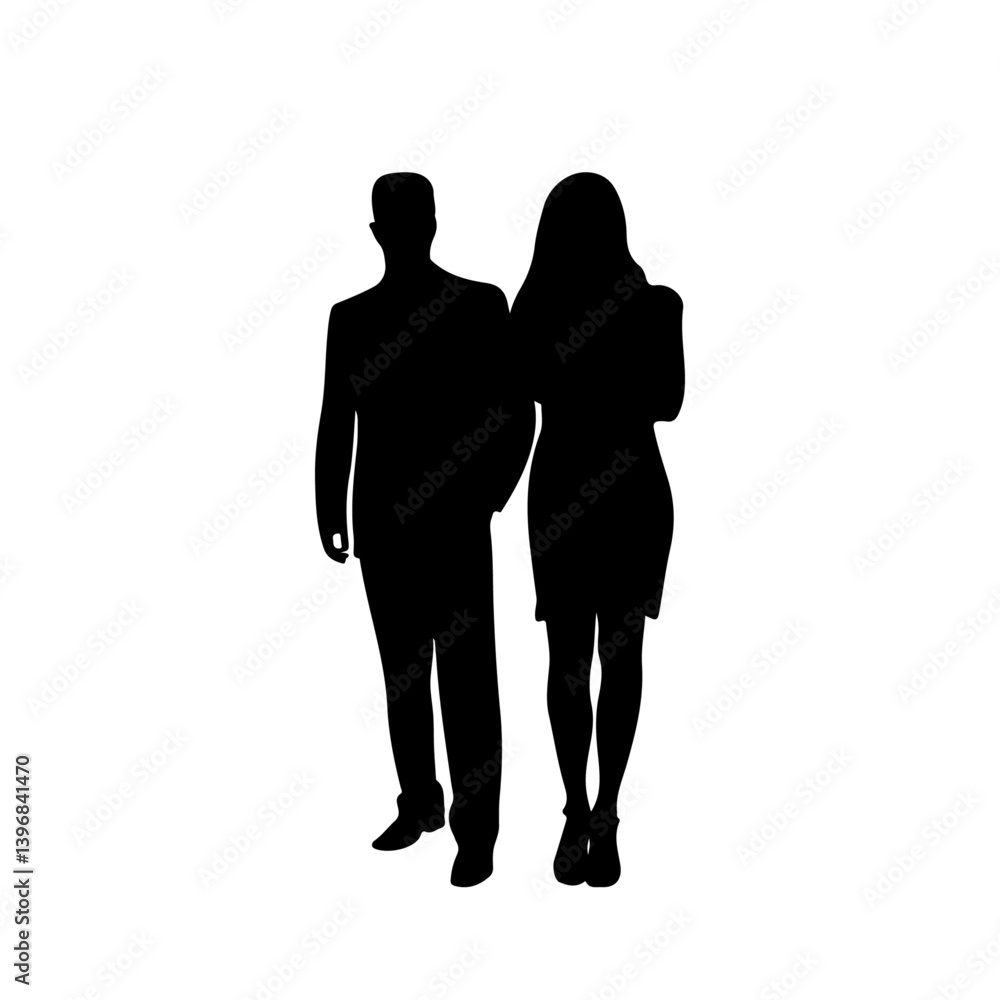 Silhouette of Man and Woman Standing Together Silhouette of Man and Woman Standing Together