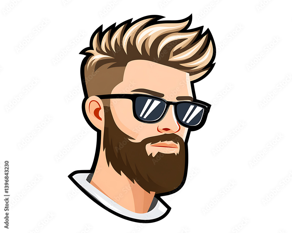 Stylish Bearded Man with Blonde Hair and Sunglasses: A Modern Avatar Illustration Stylish Bearded Man with Blonde Hair and Sunglasses: A Modern Avatar Illustration