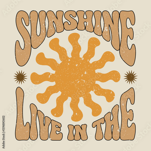 abstract art. Ocean wave. beach vibes. Sunshine all the time. Sun vector graphic design for apparel, stickers, posters, background and others.  t shirt or poster sticker - Vector