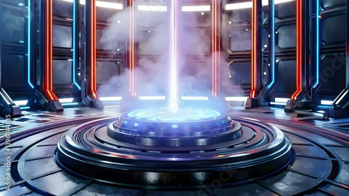 Futuristic Sci-Fi Portal Beam  4K Stock Video.