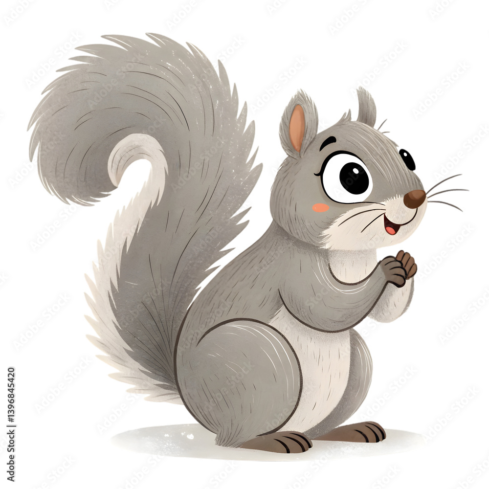 Fototapeta premium Cute Squirrel Illustration: Cartoon Animal Image on transparent background