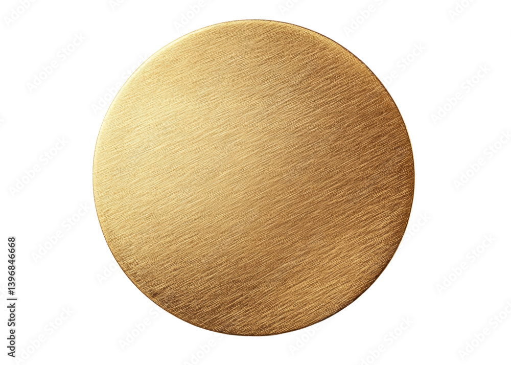 Gold circle with brushed metal texture on white background. Ideal for graphic design elements. Gold circle with brushed metal texture on white background. Ideal for graphic design elements.