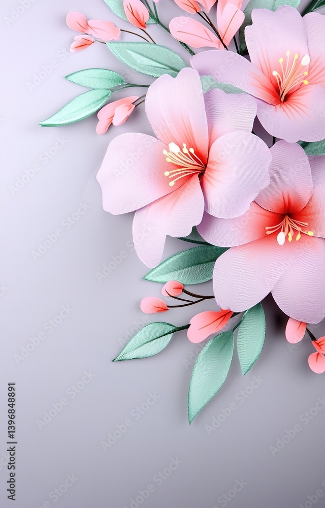 Naklejka premium pink flowers on a wooden background