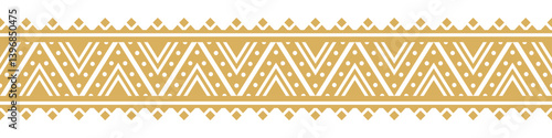 Gold ethnic border ornament. Geometric ethnic oriental seamless pattern. Stripe vector illustration. Native American Mexican African Indian tribal. Design border, textile, fabric, clothing, carpet.
