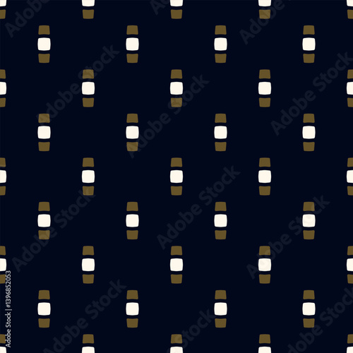 Simple geometric pattern abstract square shapes motif classic blue minimal background. Small elements modern fabric design textile swatch ladies dress, blouse, man shirt all over print block.