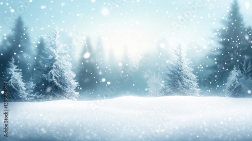 Wallpaper Mural Snowy winter landscape with frosted trees and falling snow. Torontodigital.ca