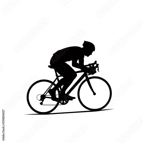 Professional cyclist riding road bicycle silhouette