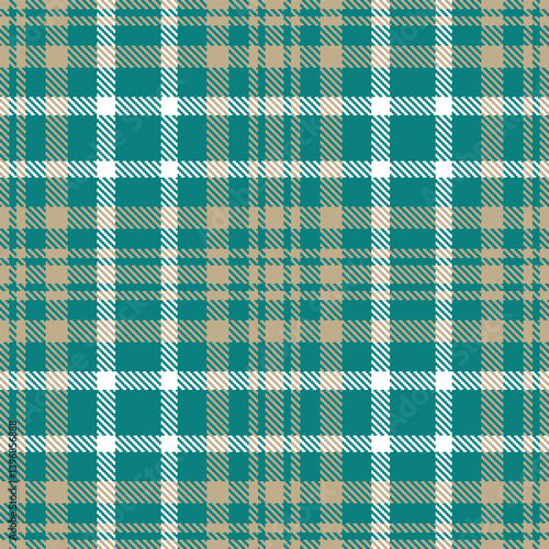 Elegant Iridescent bluegreen & Pale putty Seamless Tartan Textile Design