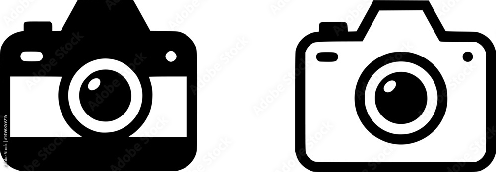Fototapeta premium OutlineFilledVectorSign ofvs - camera vector icon . isolated transparent . photo camera sign . black outline and filled version . 