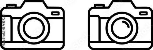 OutlineFilledVectorSign ofvs - camera vector icon . isolated transparent . photo camera sign . black outline and filled version . 