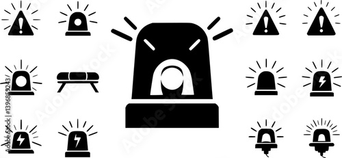OutlineFilledVectorSign ofvs - emergency siren vector icon . isolated transparent . black outline filled version .