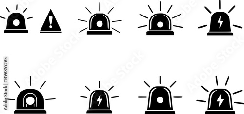 OutlineFilledVectorSign ofvs - emergency siren vector icon . isolated transparent . black outline filled version .