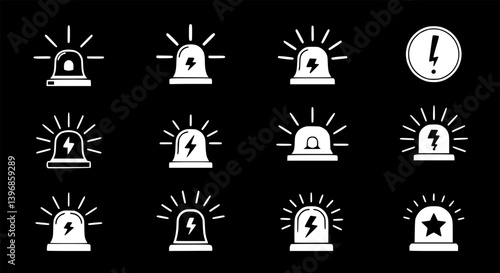 OutlineFilledVectorSign ofvs - emergency siren vector icon . isolated transparent . black outline filled version .