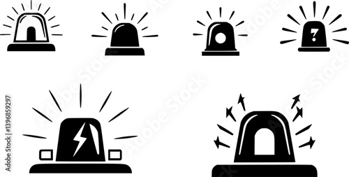 OutlineFilledVectorSign ofvs - emergency siren vector icon . isolated transparent . black outline filled version .