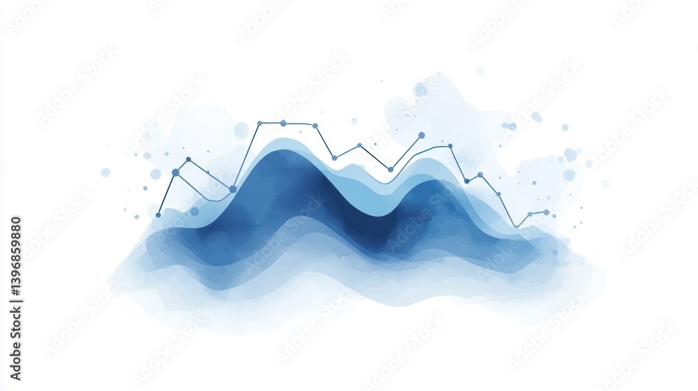 Obraz premium Abstract blue watercolor wave graph.