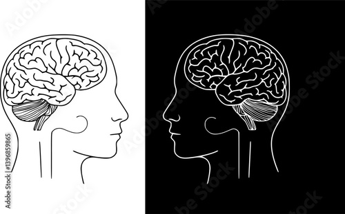OutlineFilledVectorSign ofvs - human brain vector icon . head . face profile . ai . artificial intelligence . isolated transparent . black outline and filled version . 