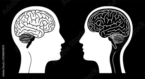 OutlineFilledVectorSign ofvs - human brain vector icon . head . face profile . ai . artificial intelligence . isolated transparent . black outline and filled version . 
