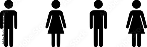 Outline Filled Vector Sign ofvs - toilet vector icon . wc - woman man sign . restroom . isolated transparent . black outline and filled version .