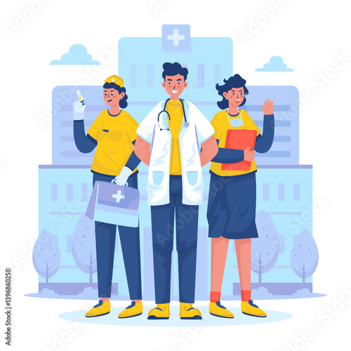 Medical worker professional character vector illustration