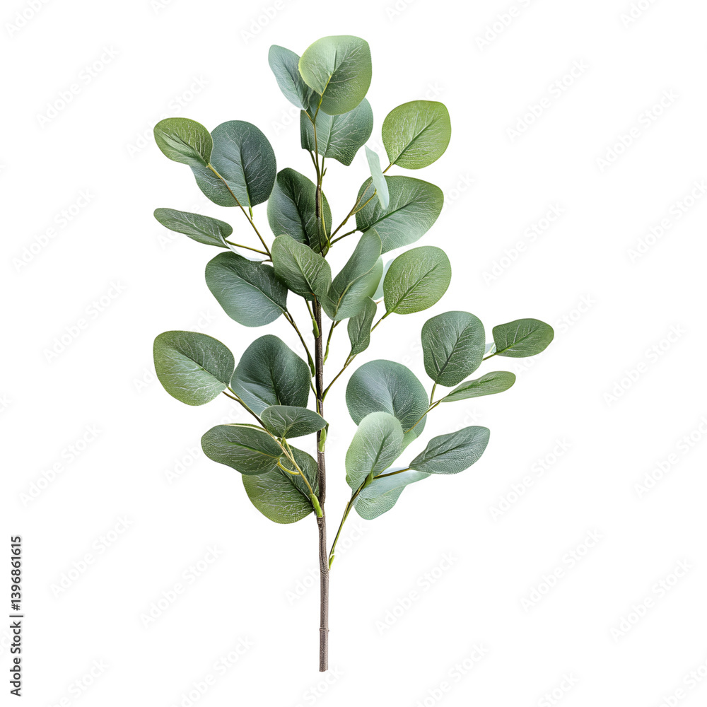 Naklejka premium Eucalyptus leaves branch with vibrant green foliage, perfect for decoration and arrangements