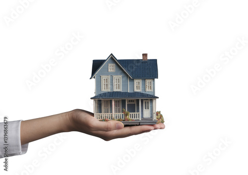house in hand isolated on white background