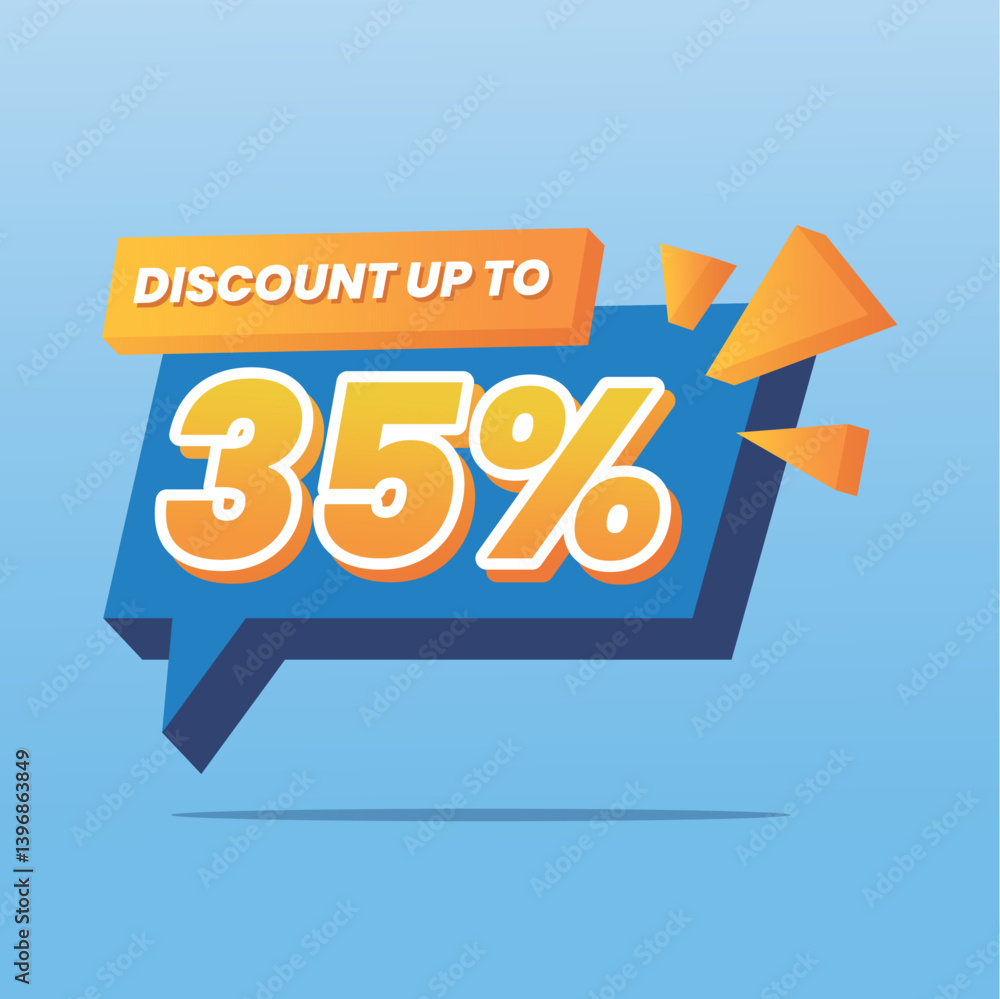 35% Offer Blue Discount Promotion Banner with 3D Effect 35% Offer Blue Discount Promotion Banner with 3D Effect