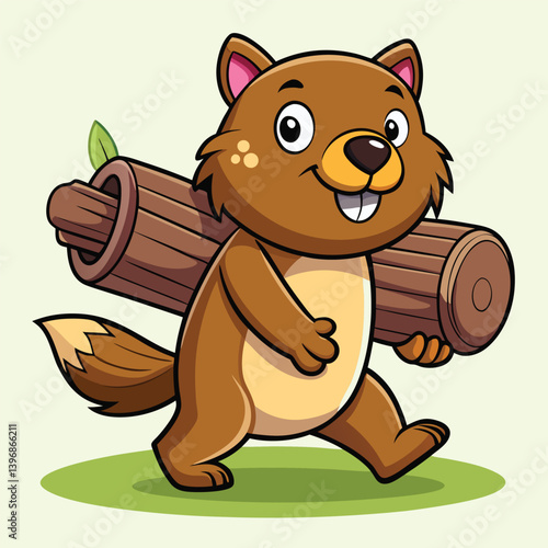 Friendly woodland beaver character clipart