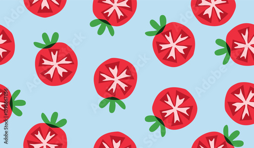 Cute tomato pattern background vector design