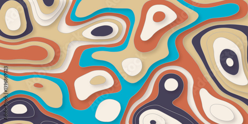 Multi layers soft colorful texture 3D papercut layers in gradient vector banner. Abstract 3d seamless pattern