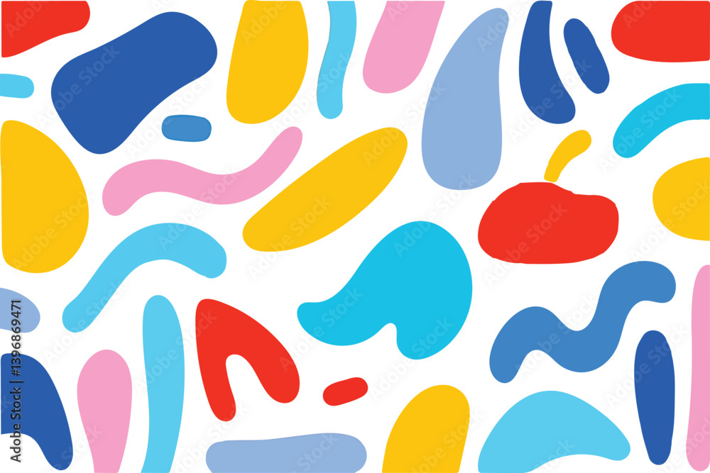 Vibrant abstract shapes, playfully scattered with bold colors, create a dynamic and modern pattern, perfect for eye-catching backgrounds and creative designs. Vibrant abstract shapes, playfully scattered with bold colors, create a dynamic and modern pattern, perfect for eye-catching backgrounds and creative designs.