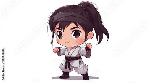 Cute chibi girl in martial arts pose.